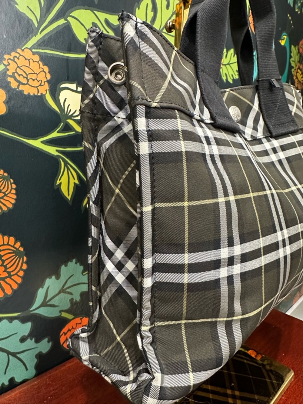 Burberry Plaid Nylon Tote Black Nova Check Mini Shopper NWOT - Picture 7 of 12